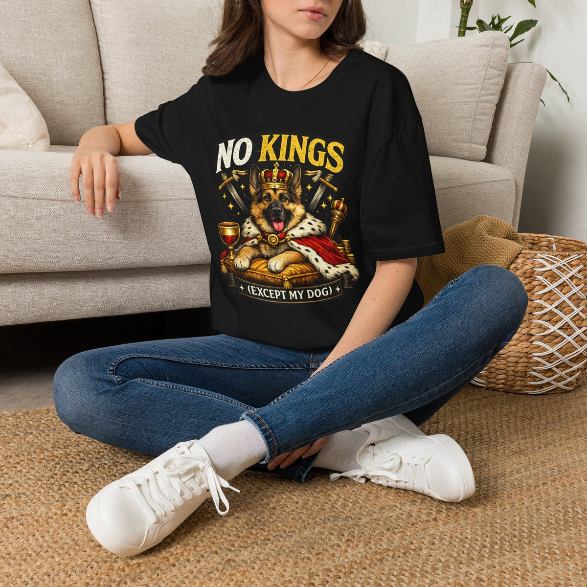 T-Shirt — "No Kings (Except My Dog)" German Shepherd Royalty Tee