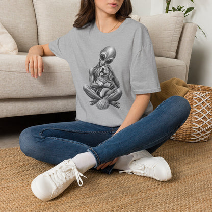 Alien Hug T-Shirt — Cute Alien Holding Dog Graphic Tee