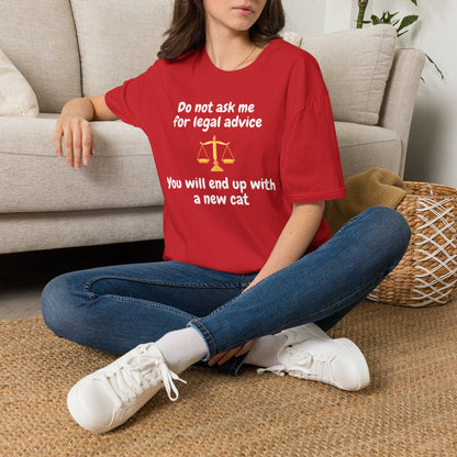 Do Not Ask Me For Legal Advice T‑Shirt — Funny Lawyer Cat Scales Tee