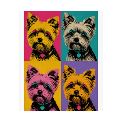 Pop Art Yorkie Poster – Colorful Matte Vertical Dog Art Print