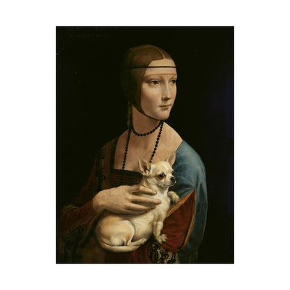 Matte Vertical Poster — Renaissance Lady with Chihuahua Art Print
