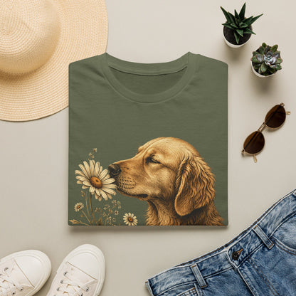 Golden Retriever & Daisies T-Shirt — Floral Dog Lover Tee