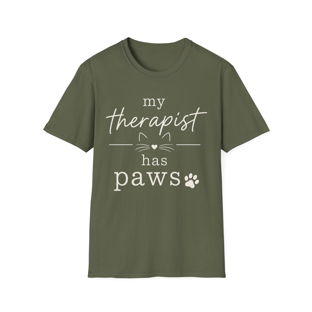 My Therapist Has Paws T-Shirt — Cute Cat Lover Tee
