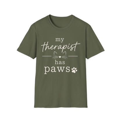 My Therapist Has Paws T-Shirt — Cute Cat Lover Tee