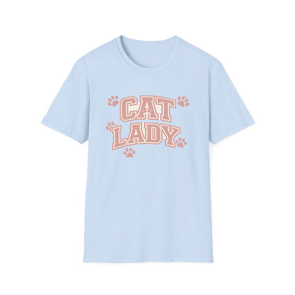 Cat Lady T-Shirt — Cute Pink Paw Print Graphic Tee for Cat Lovers