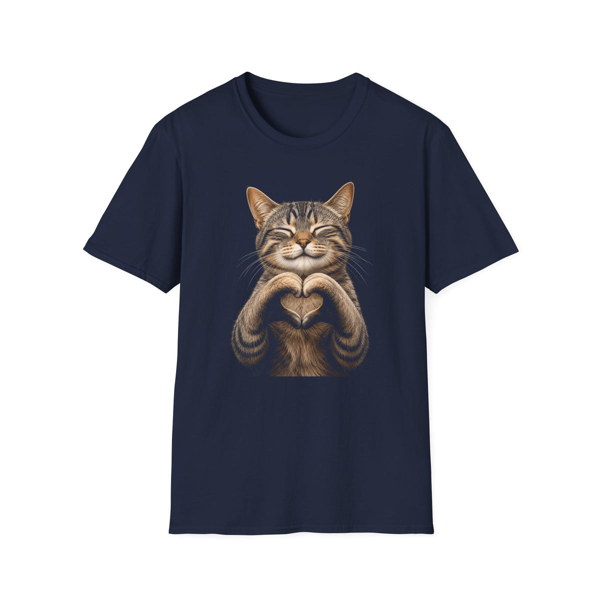 Smiling Tabby Cat Heart Pose T-Shirt