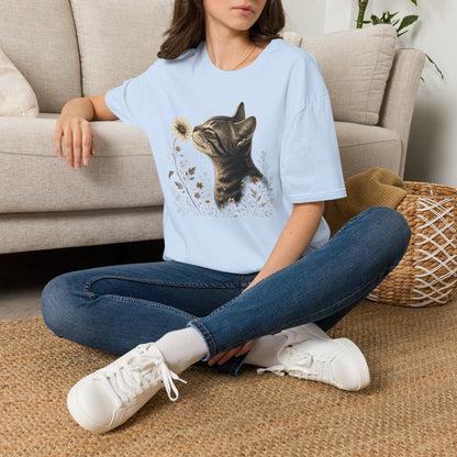 Cat & Wildflower T-Shirt — Whimsical Floral Kitty Tee