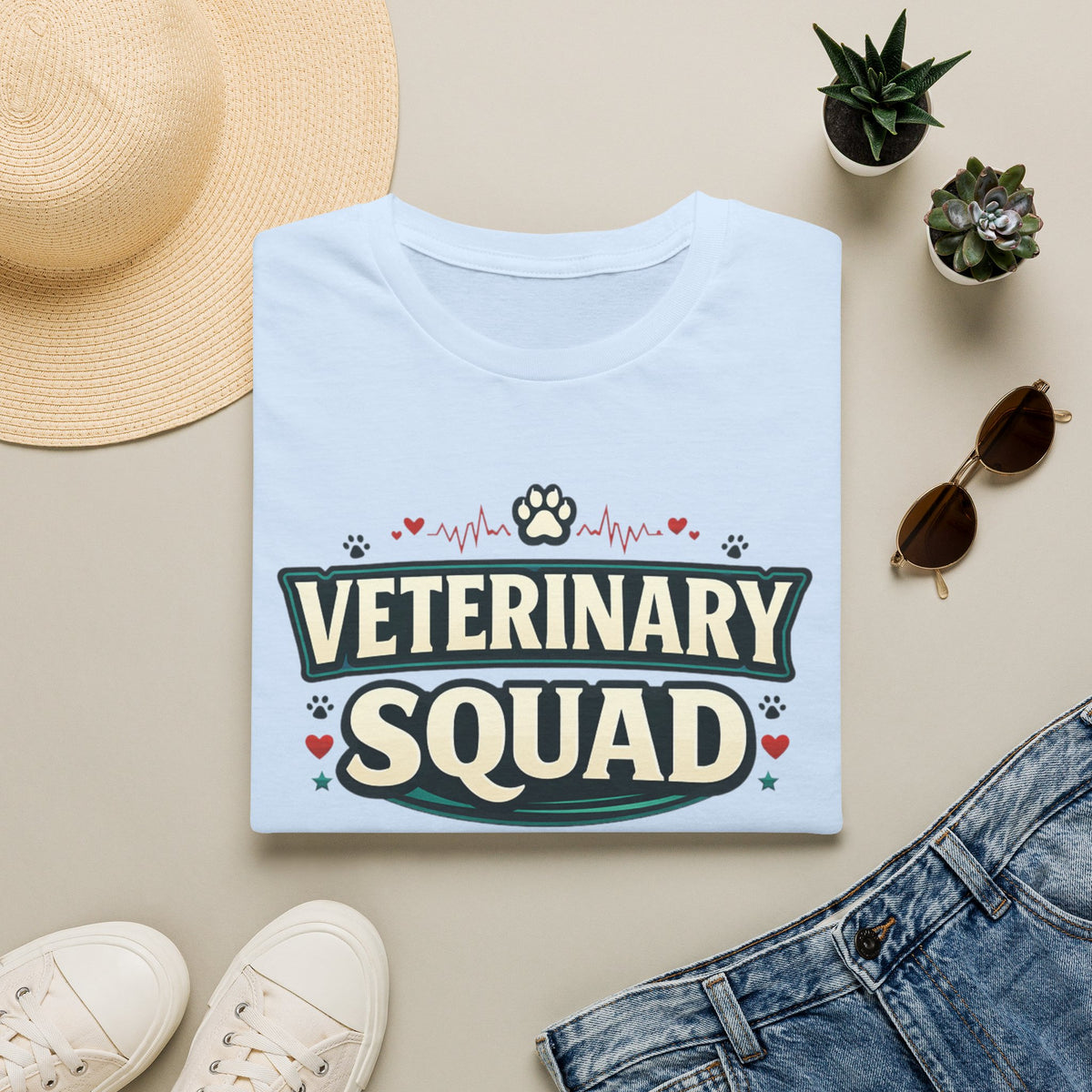 Veterinary Squad T-Shirt — Cute Paw Print Vet Team Tee