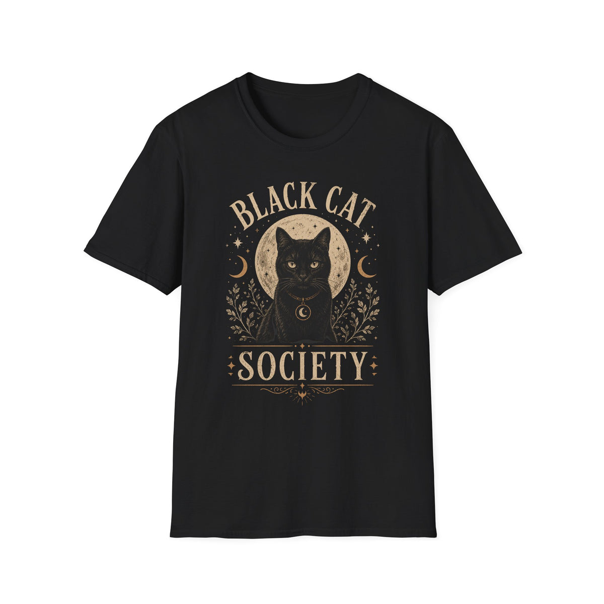 Black Cat Society T-Shirt — Vintage Moon & Mystic Cat Graphic Tee