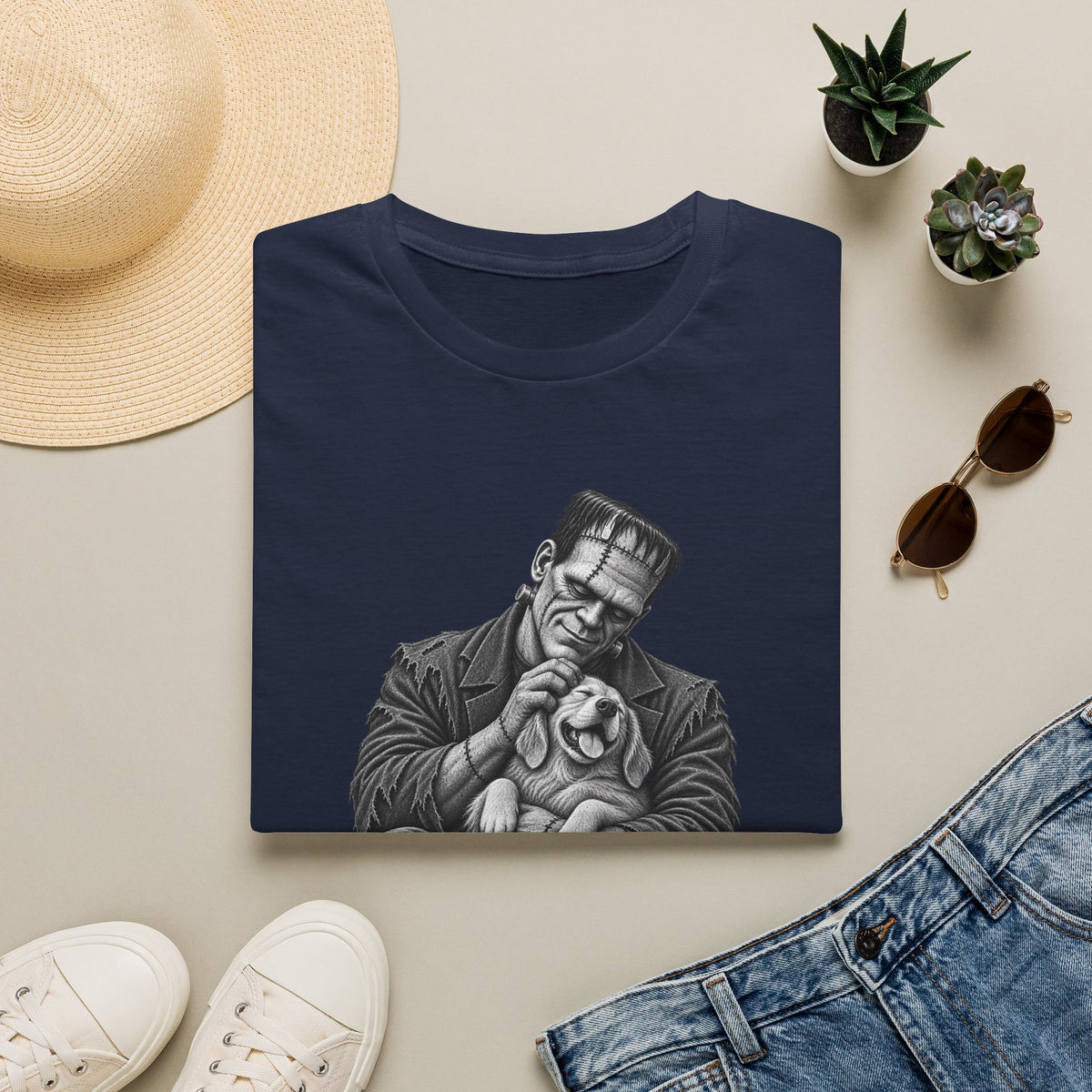 Frankenstein & Puppy Graphic T-Shirt
