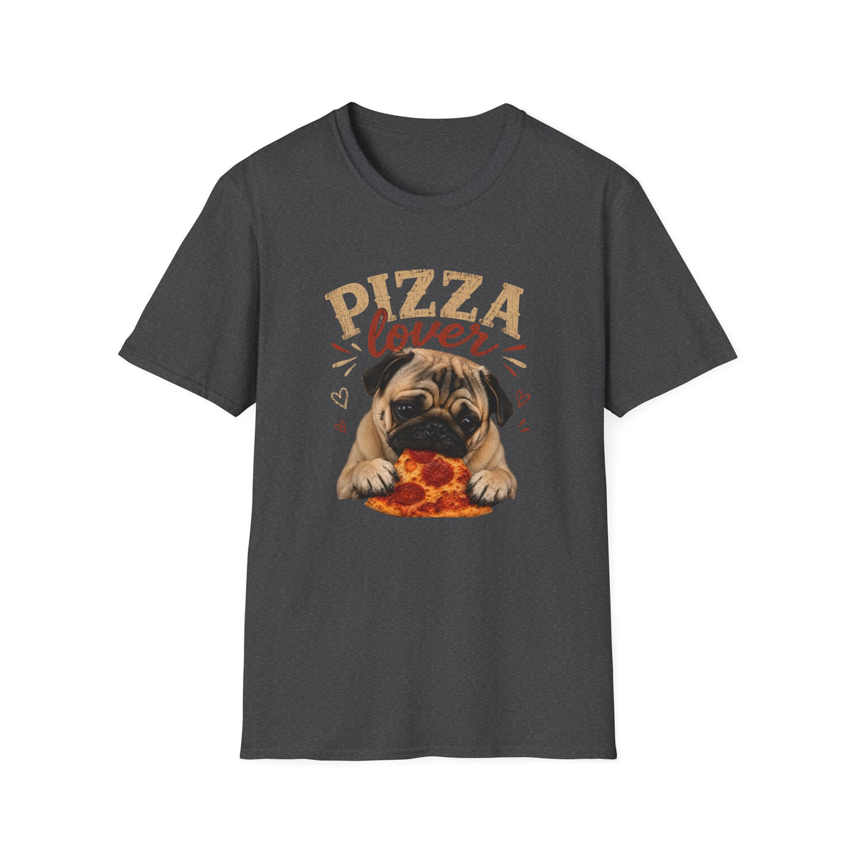 Pizza Lover Pug T-Shirt — Cute Dog & Pizza Graphic Tee for Pet and Food Fans