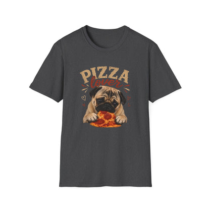 Pizza Lover Pug T-Shirt — Cute Dog & Pizza Graphic Tee for Pet and Food Fans