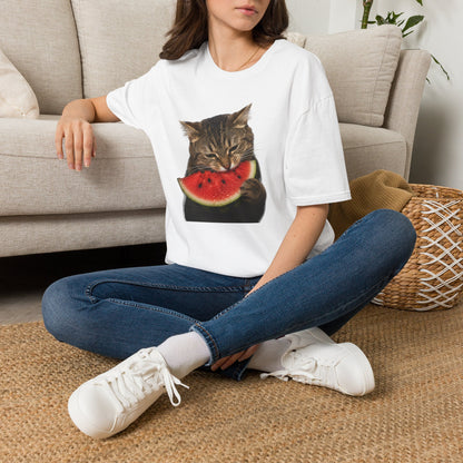 Cat Eating Watermelon T‑Shirt — Cute Summer Cat Graphic Tee