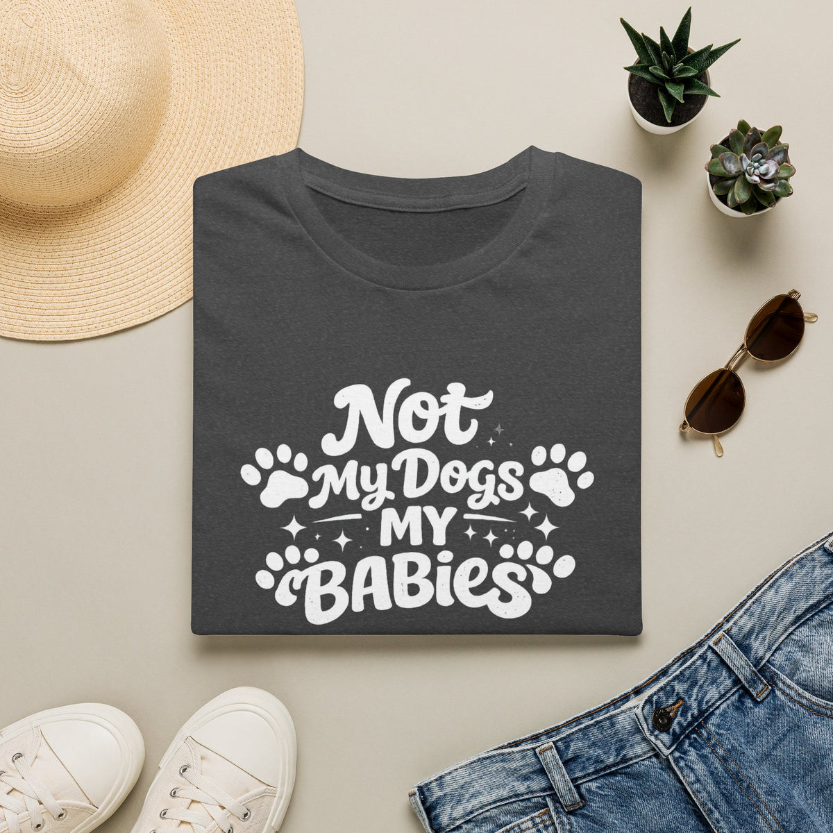Dog Mom T-Shirt — "Not My Dogs, My Babies" Paw Print Tee