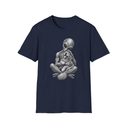 Alien Hug T-Shirt — Cute Alien Holding Dog Graphic Tee