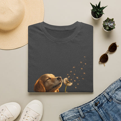 Puppy & Dandelion T-Shirt — Cute Dog Blowing Dandelion Graphic Tee