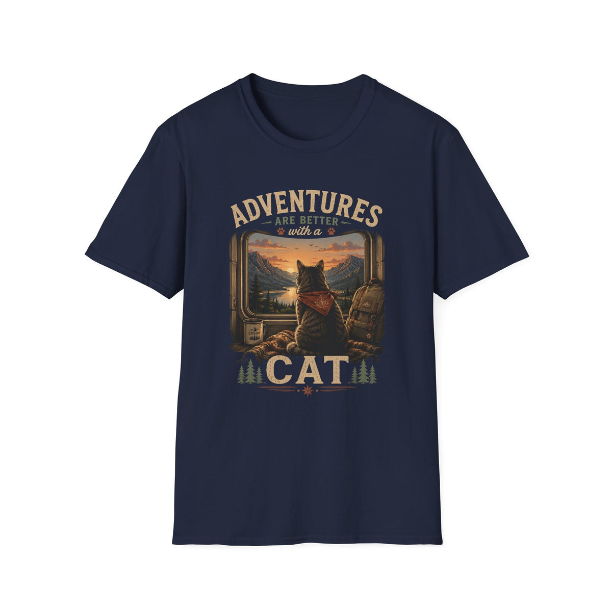 Adventure Cat T‑Shirt — “Adventures Are Better with a Cat” Graphic Tee