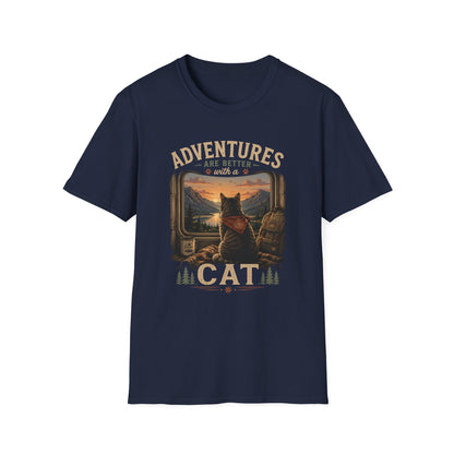 Adventure Cat T‑Shirt — “Adventures Are Better with a Cat” Graphic Tee