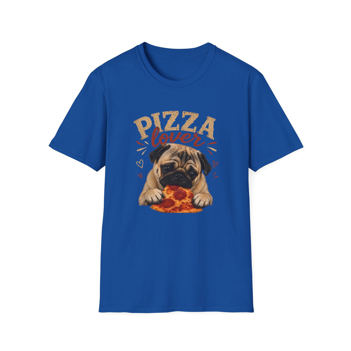 Pizza Lover Pug T-Shirt — Cute Dog & Pizza Graphic Tee for Pet and Food Fans