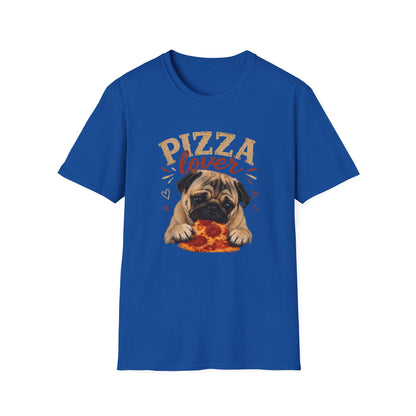 Pizza Lover Pug T-Shirt — Cute Dog & Pizza Graphic Tee for Pet and Food Fans