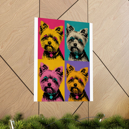 Pop Art Yorkie Poster – Colorful Matte Vertical Dog Art Print