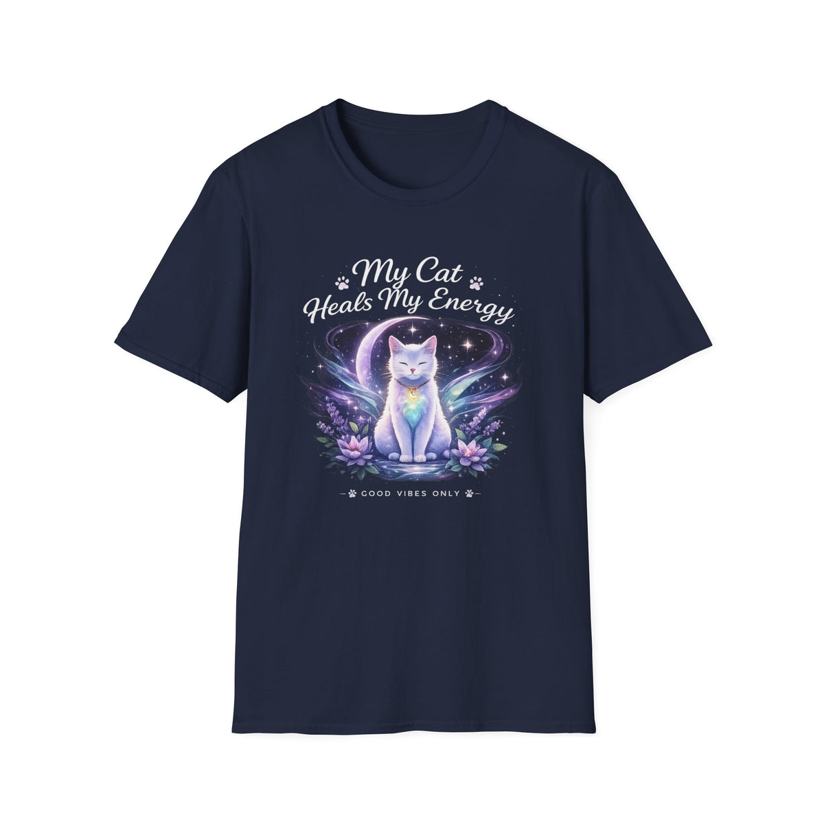 My Cat Heals My Energy T-Shirt — Spiritual Cat Lover Tee