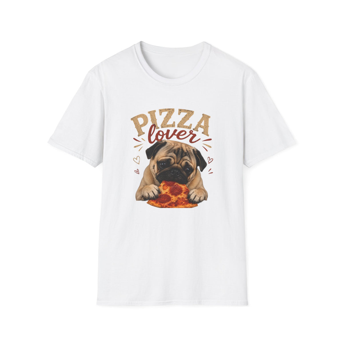 Pizza Lover Pug T-Shirt — Cute Dog & Pizza Graphic Tee for Pet and Food Fans
