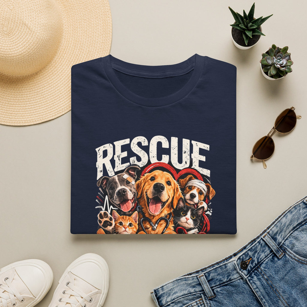 Rescue Squad T-Shirt - Cute Rescue Dogs Graphic Tee for Animal Lovers