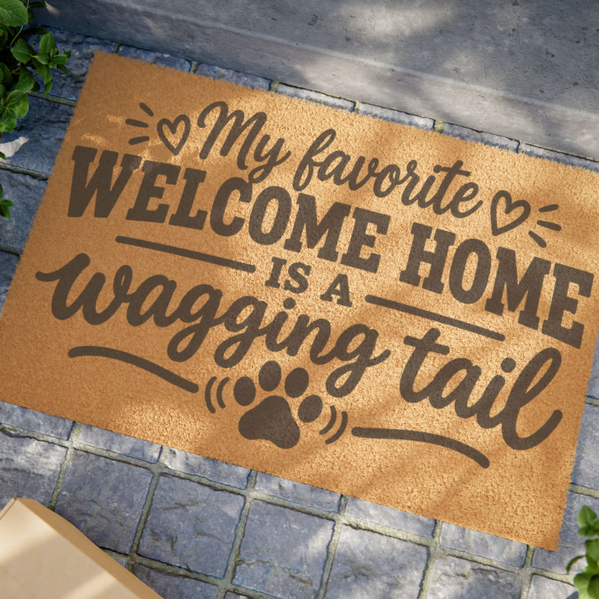 Doormat — "My Favorite Welcome Home Is a Wagging Tail" Pet Welcome Mat