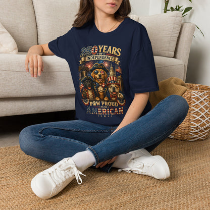 250 Years of Independence Dog T-Shirt — Paw Proud American 1776 Patriotic Tee