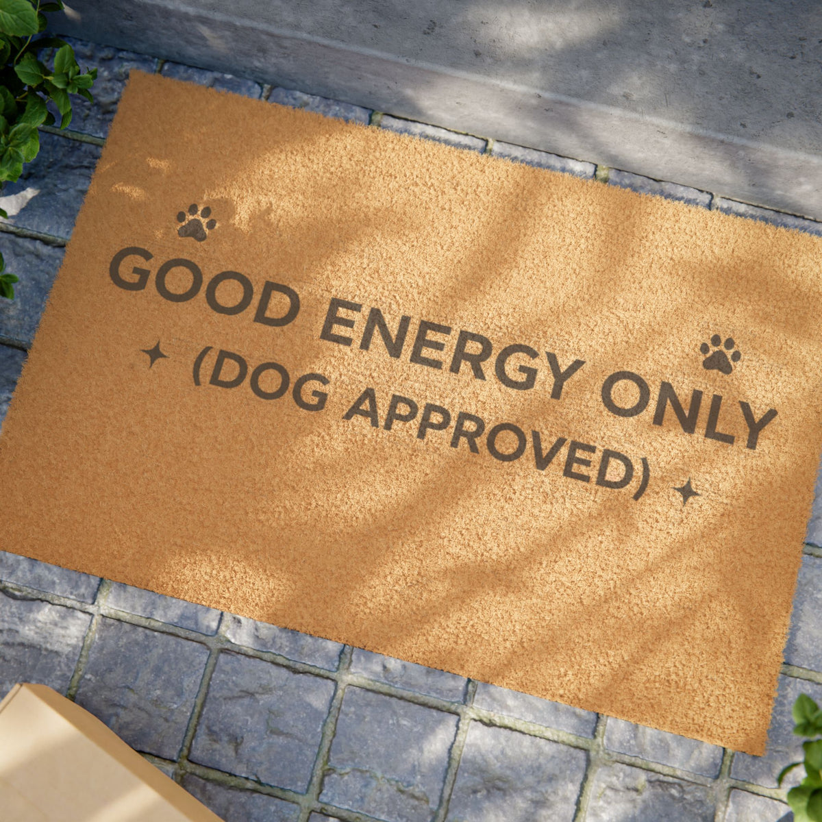 Good Energy Only (Dog Approved) Doormat — Funny Paw Print Welcome Mat for Dog Lovers