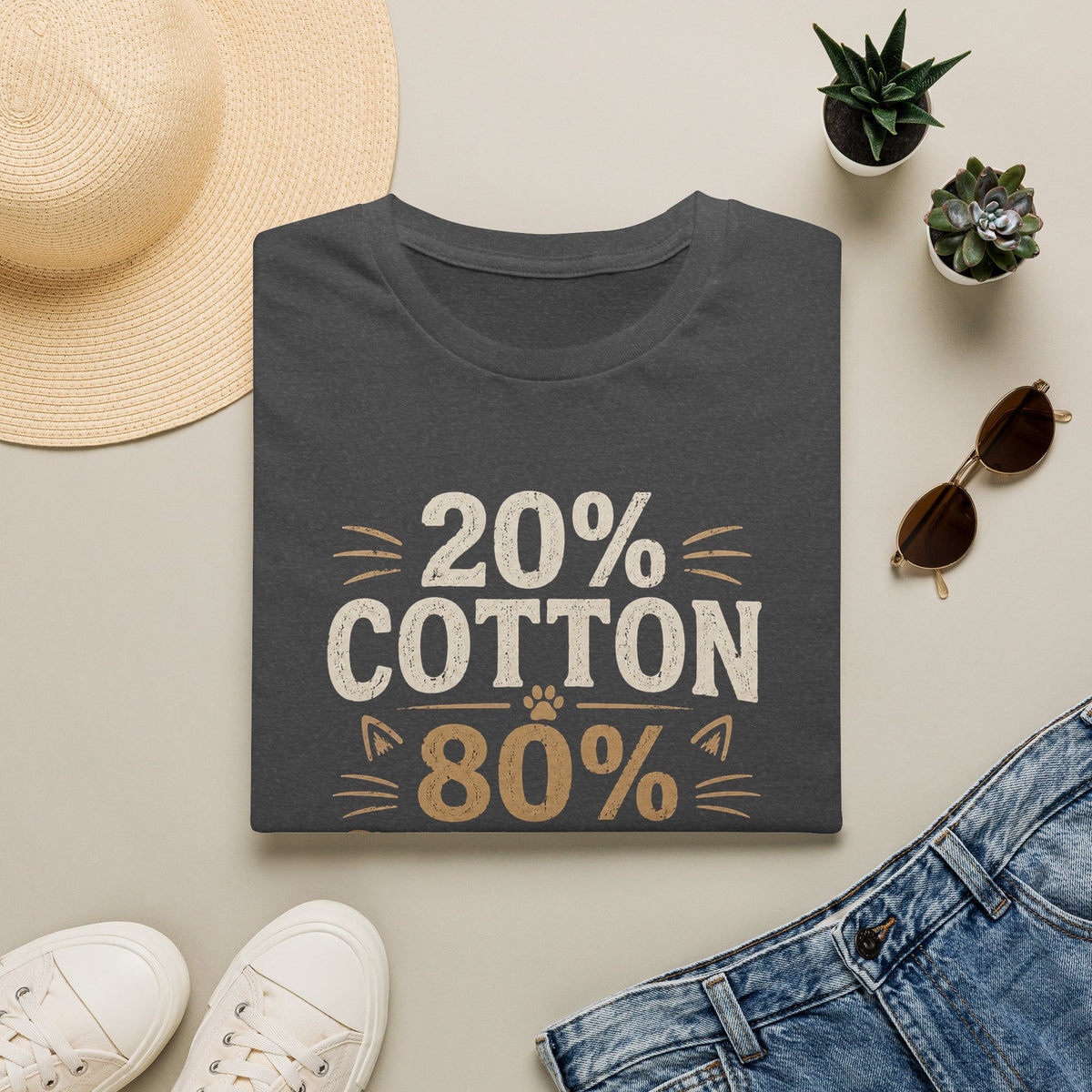 20% Cotton 80% Cat Hair T-Shirt — Funny Cat Lover Tee