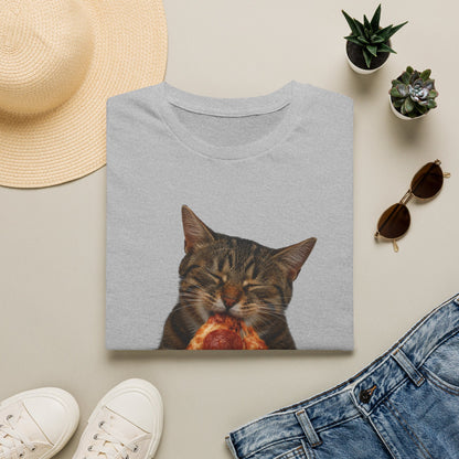 Cat Eating Pizza T-Shirt — Cute Pizza-Loving Cat Graphic Tee