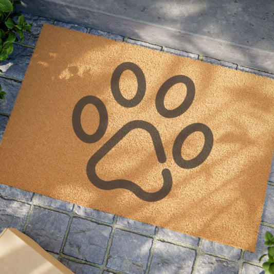 Paw Print Doormat — Natural Coir Welcome Mat for Pet Lovers