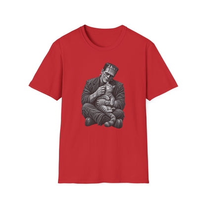 Frankenstein Holding Kitty T-Shirt — Cute Gothic Horror Tee