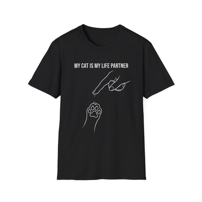 Cat Paw Partner T‑Shirt — "My Cat Is My Life Partner" Cute Cat Lover Tee