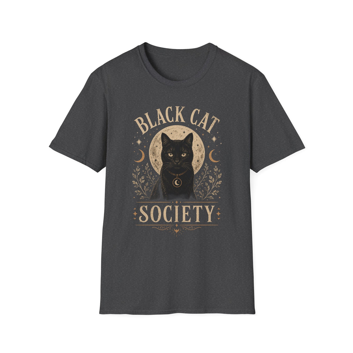 Black Cat Society T-Shirt — Vintage Moon & Mystic Cat Graphic Tee