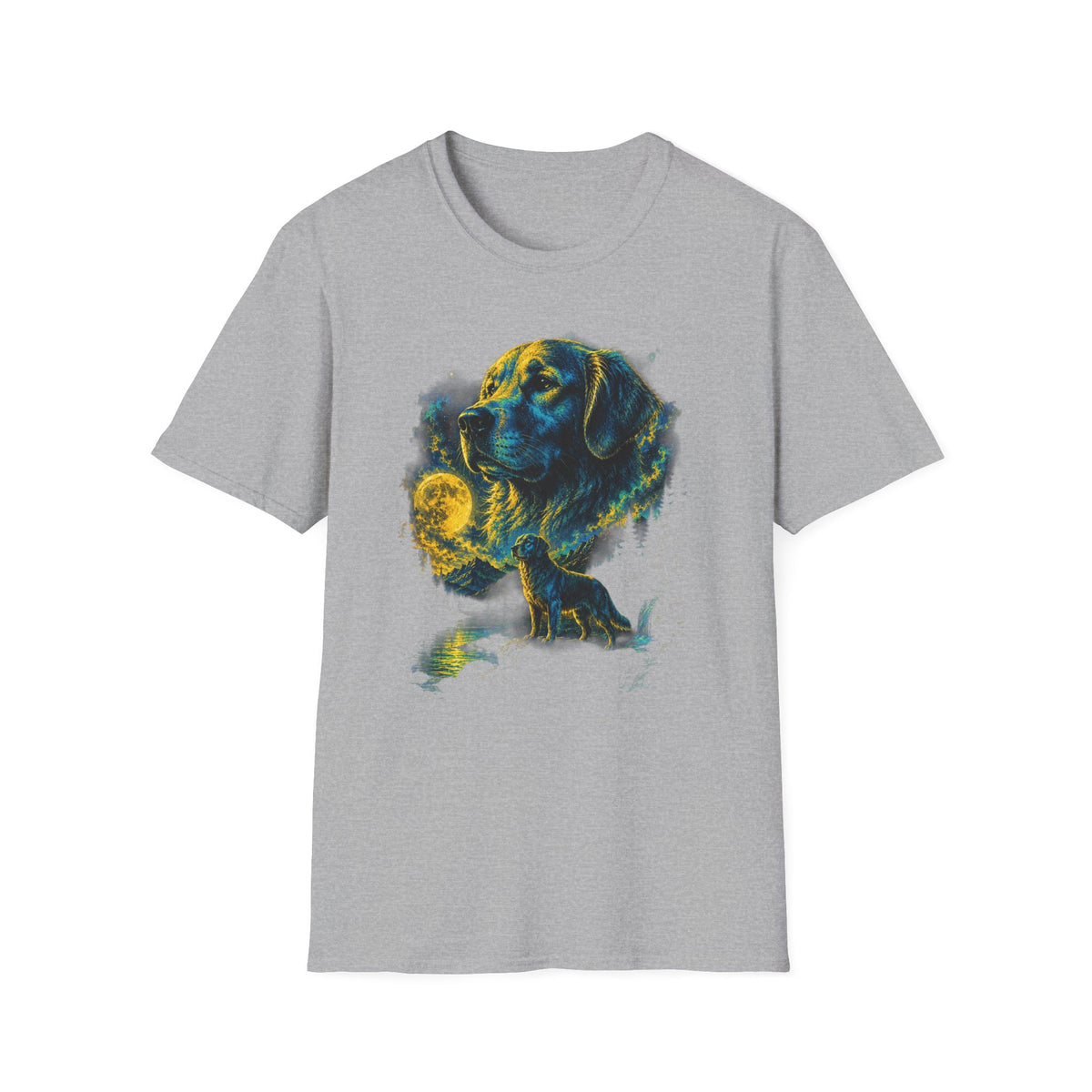 Golden Retriever Moon Graphic T‑Shirt — Vintage Dog Portrait Tee