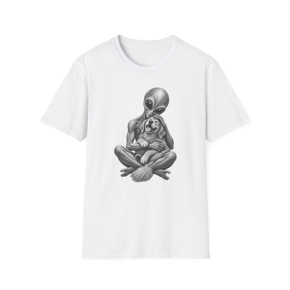 Alien Hug T-Shirt — Cute Alien Holding Dog Graphic Tee