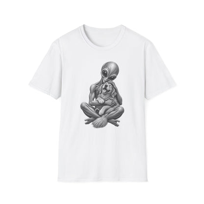 Alien Hug T-Shirt — Cute Alien Holding Dog Graphic Tee