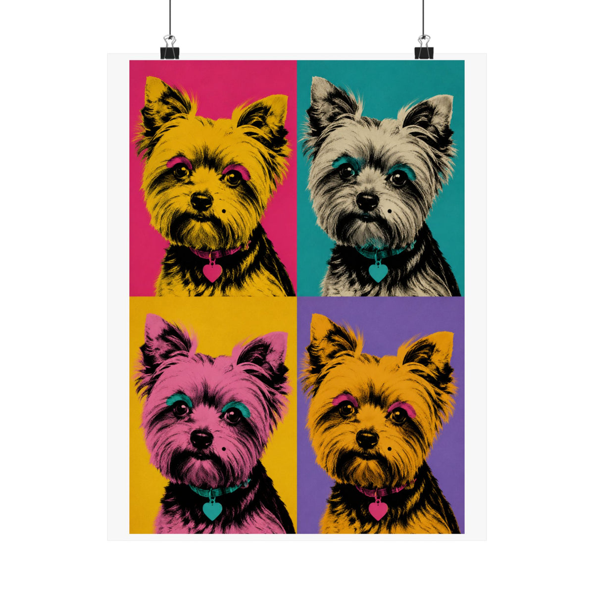 Pop Art Yorkie Poster – Colorful Matte Vertical Dog Art Print
