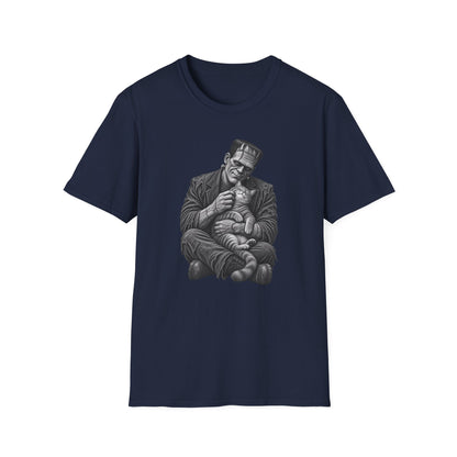 Frankenstein Holding Kitty T-Shirt — Cute Gothic Horror Tee