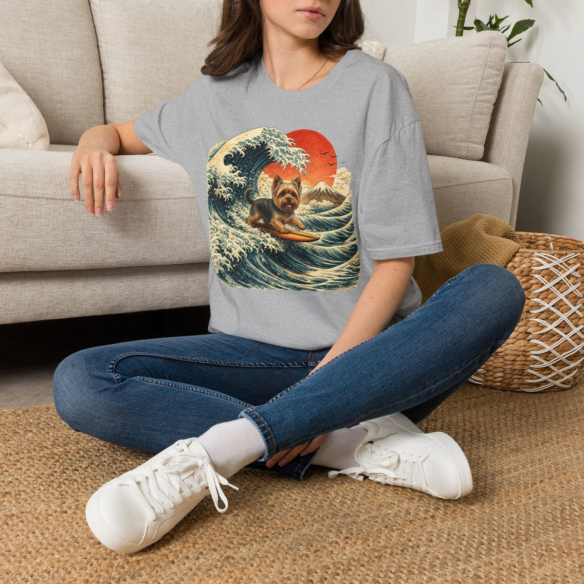 Yorkshire Terrier Wave T-Shirt — Japanese Wave Surf Dog Graphic Tee
