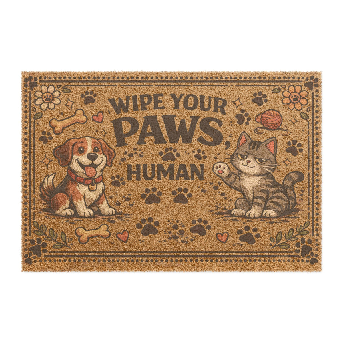 Doormat - "Wipe Your Paws Human" Pet Welcome Mat