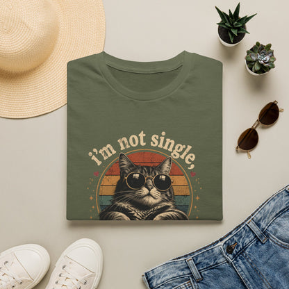 I'm Not Single, I Have a Cat T-Shirt — Retro Cat Sunglasses Graphic Tee