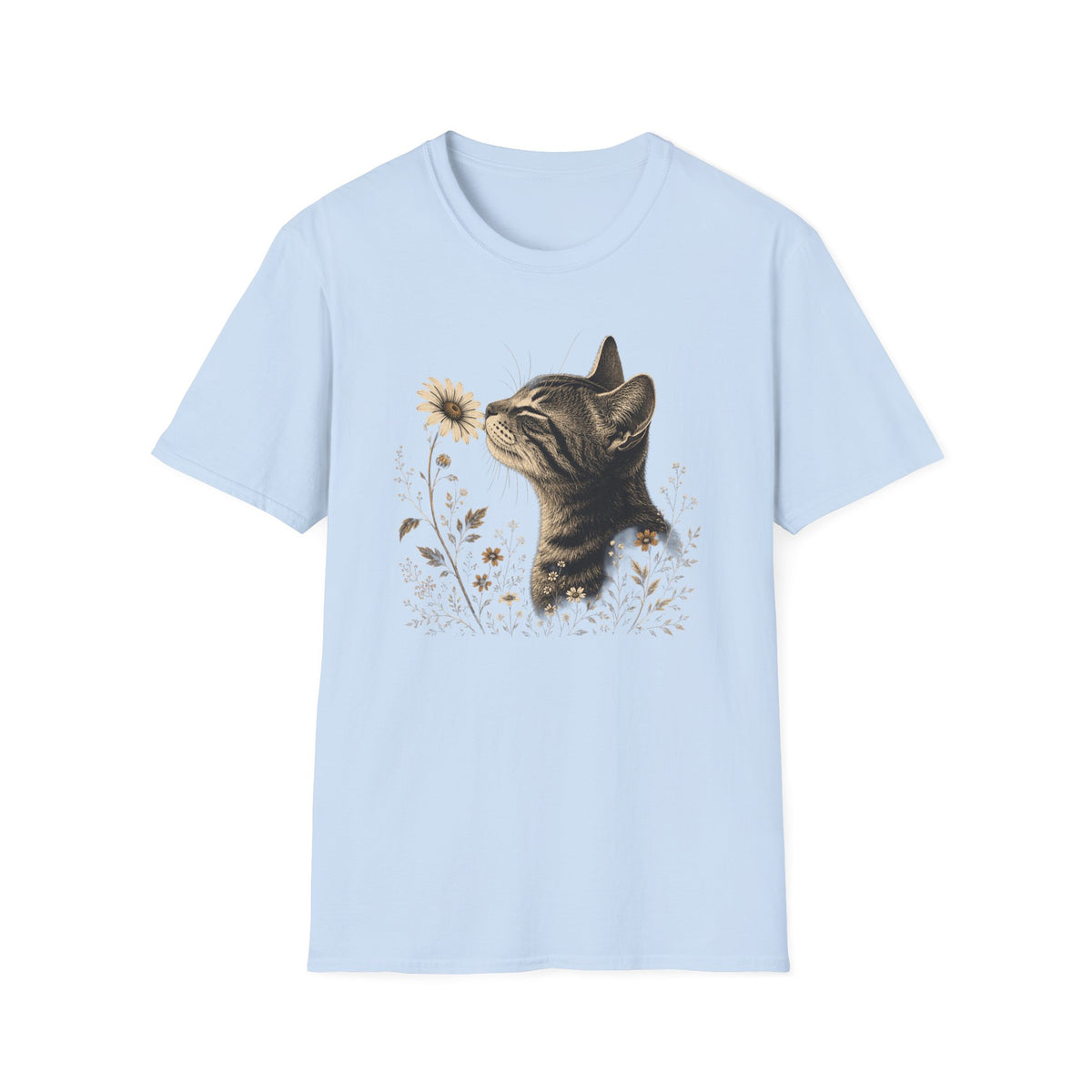 Cat & Wildflower T-Shirt — Whimsical Floral Kitty Tee
