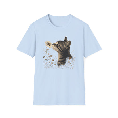 Cat & Wildflower T-Shirt — Whimsical Floral Kitty Tee