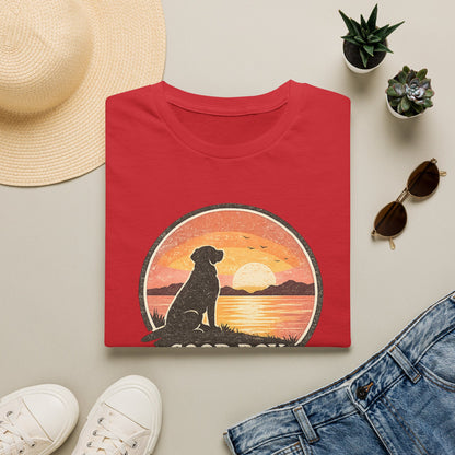 Dog Sunset T-Shirt — "Good Boy" Retro Beach Graphic Tee
