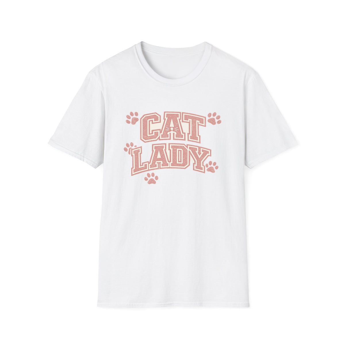 Cat Lady T-Shirt — Cute Pink Paw Print Graphic Tee for Cat Lovers
