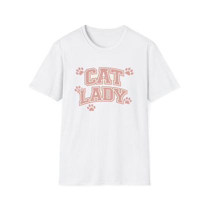 Cat Lady T-Shirt — Cute Pink Paw Print Graphic Tee for Cat Lovers